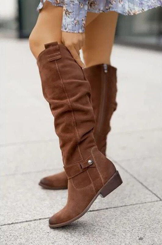 Chic Slouchy Knee High Boots for Women with Side Zip and Elegant Strap Detail 2
