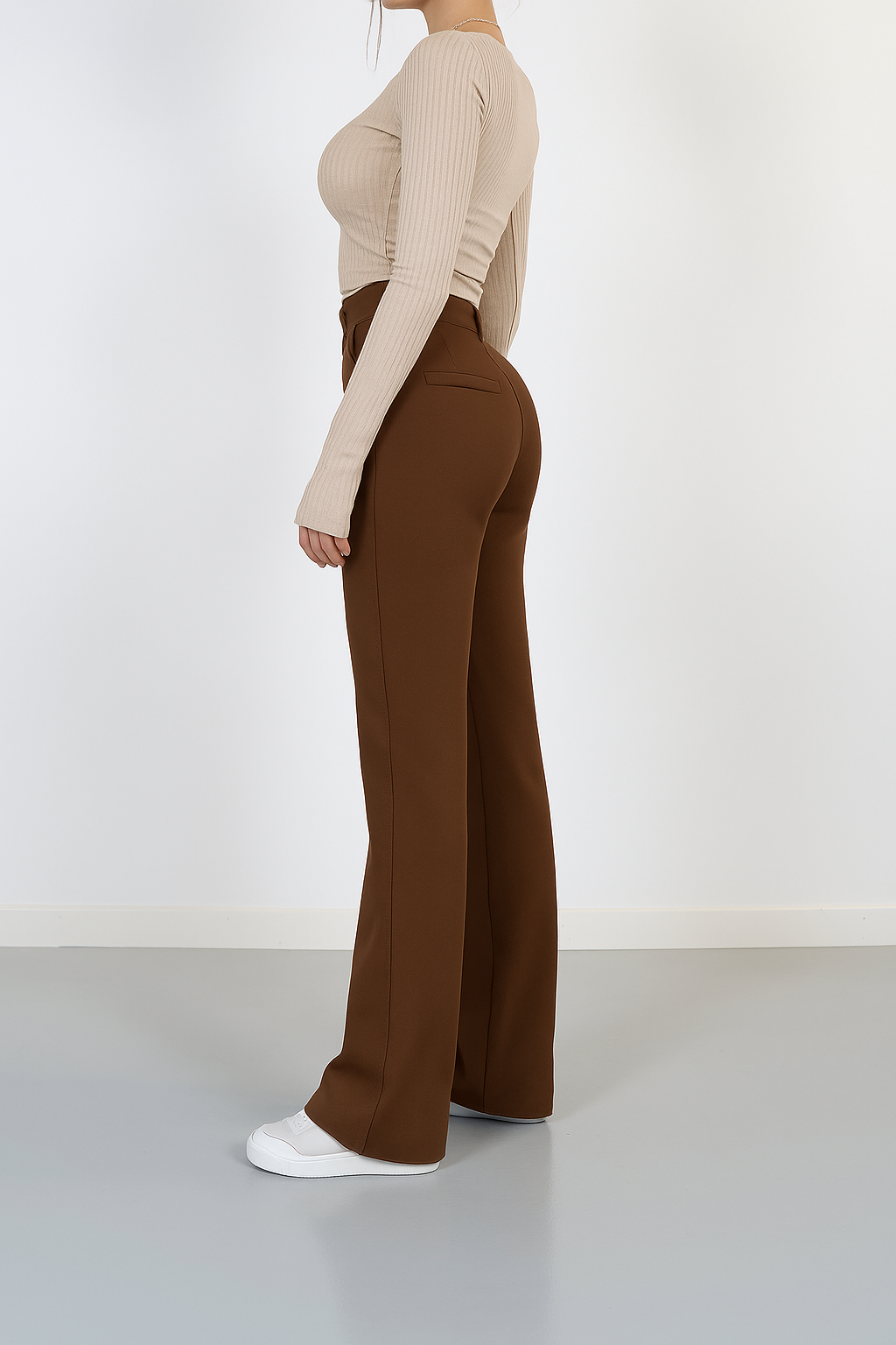 High-Waisted Straight Leg Trousers for Women | Tailored Black Pants 7