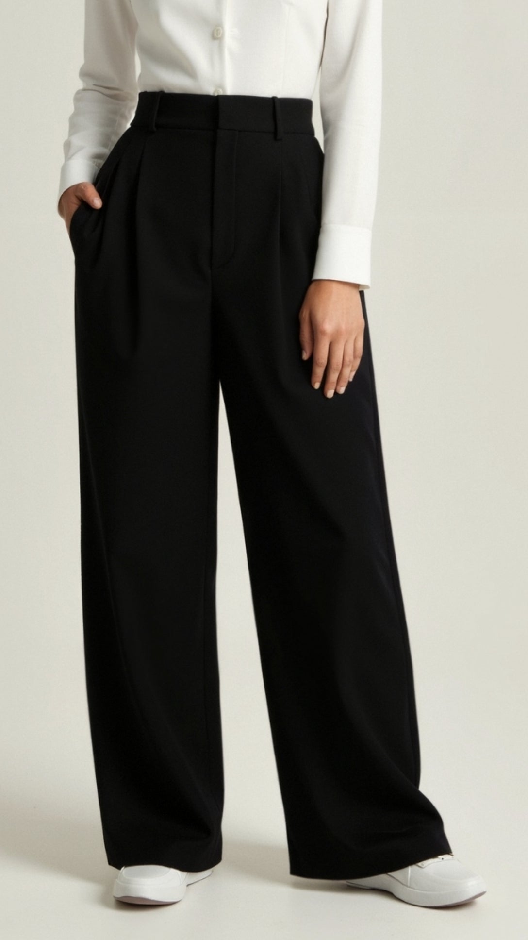 High-Waisted Wide Leg Trousers for Women with Pleated Front and Side Pockets 5