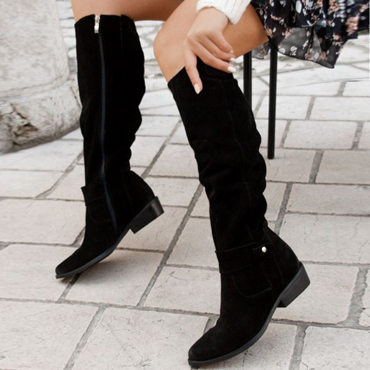 Chic Slouchy Knee High Boots for Women with Side Zip and Elegant Strap Detail 6