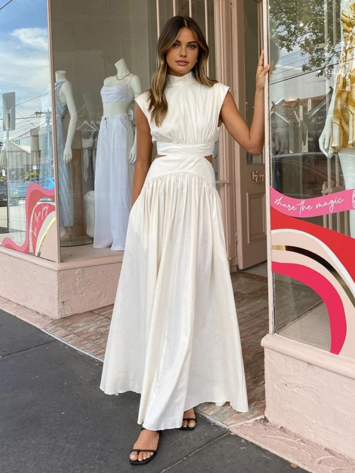 Elegant Sleeveless Maxi Dress with Mock Neck for Women | Perfect for Weddings and Summer Celebrations 1