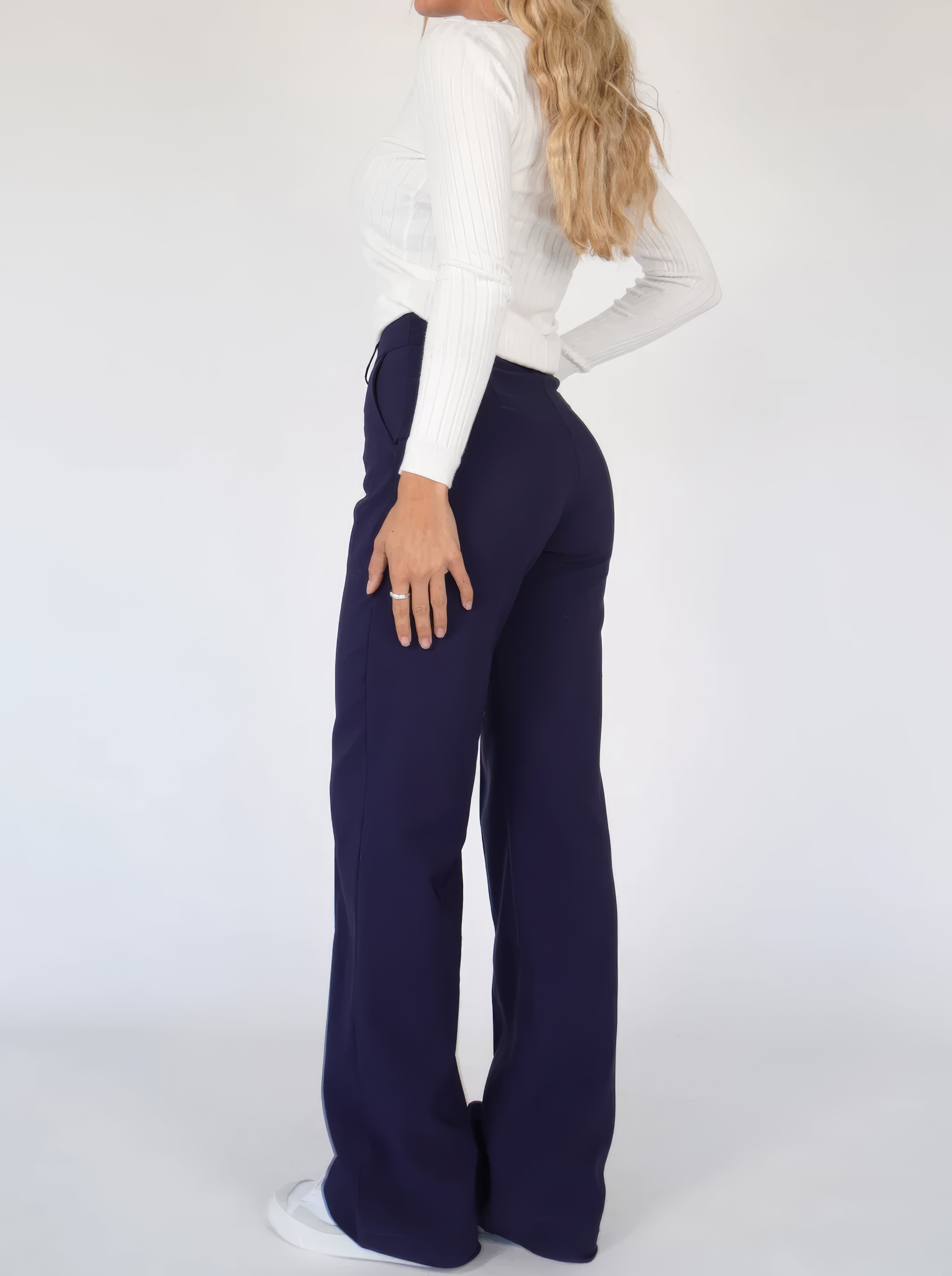High-Waisted Straight Leg Trousers for Women | Tailored Black Pants 8