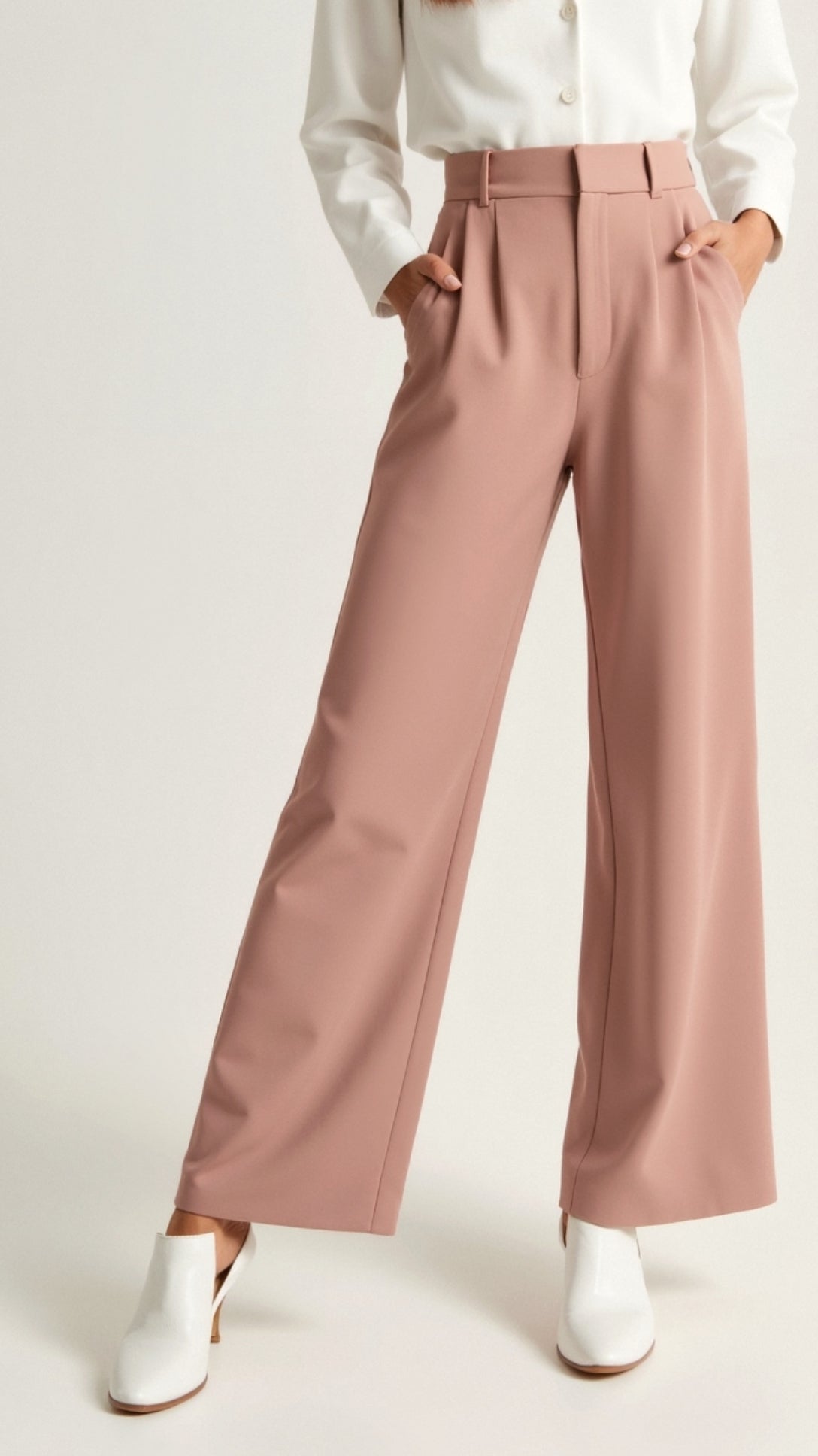 High-Waisted Wide Leg Trousers for Women with Pleated Front and Side Pockets 7
