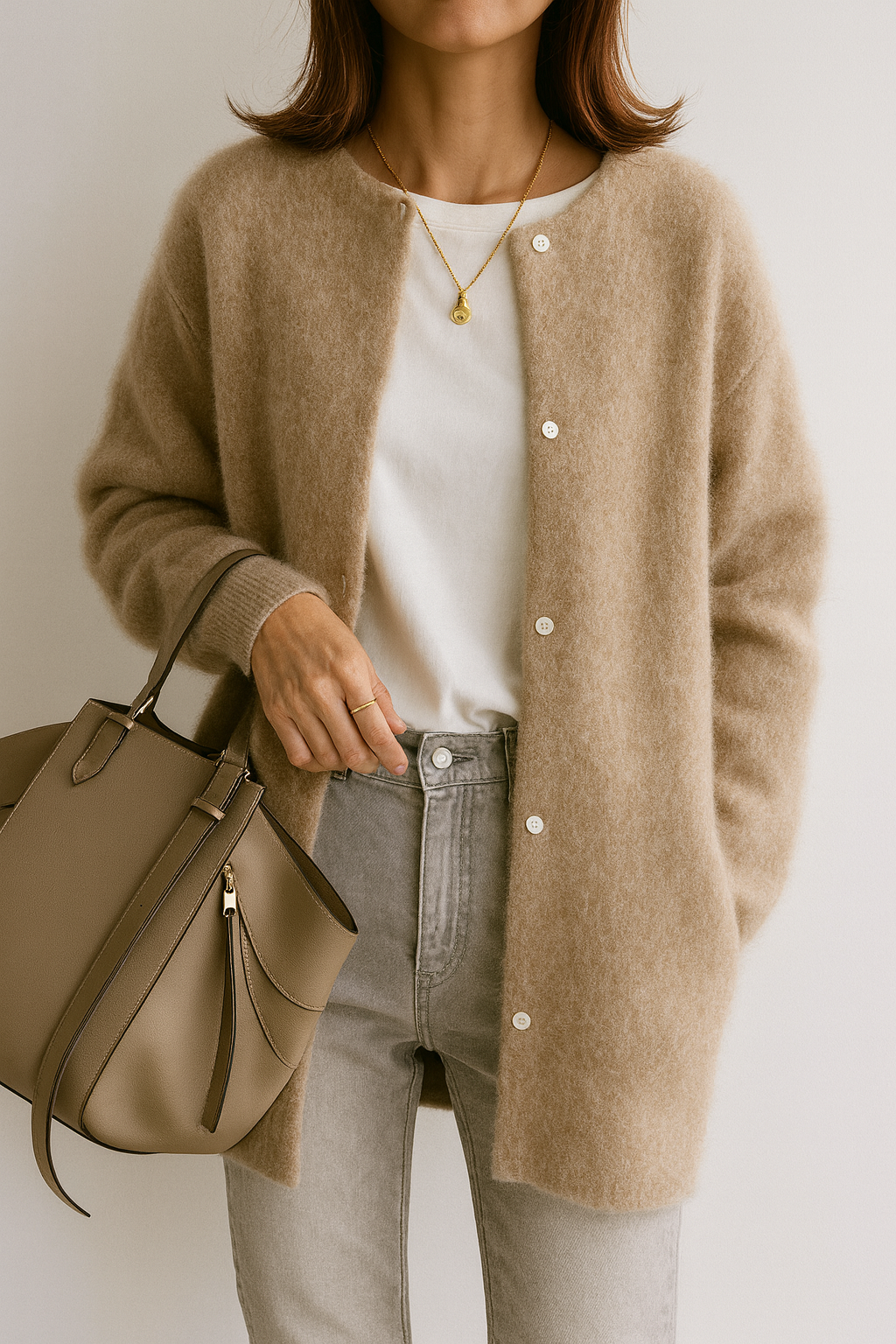 Women's Oversized Long Cardigan - Soft Touch with Press-Stud Closure for Casual and Smart Casual Wear 0